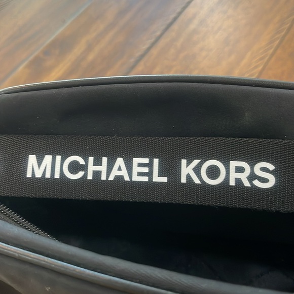 Michael Kors black white nylon camera crossbody bag webbing logo strap - Picture 15 of 17